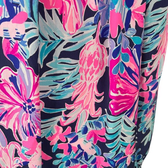 Lilly Pulitzer 100% Silk Elsa Blouse in Garden Get Away Size Medium - Picture 8 of 9